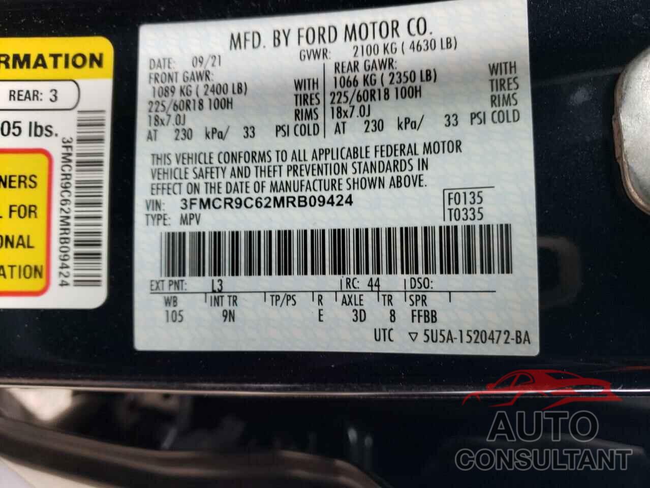 FORD BRONCO 2021 - 3FMCR9C62MRB09424