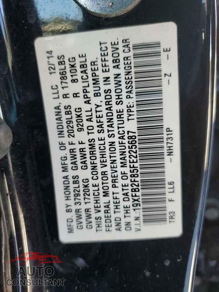 HONDA CIVIC 2015 - 19XFB2F85FE225687