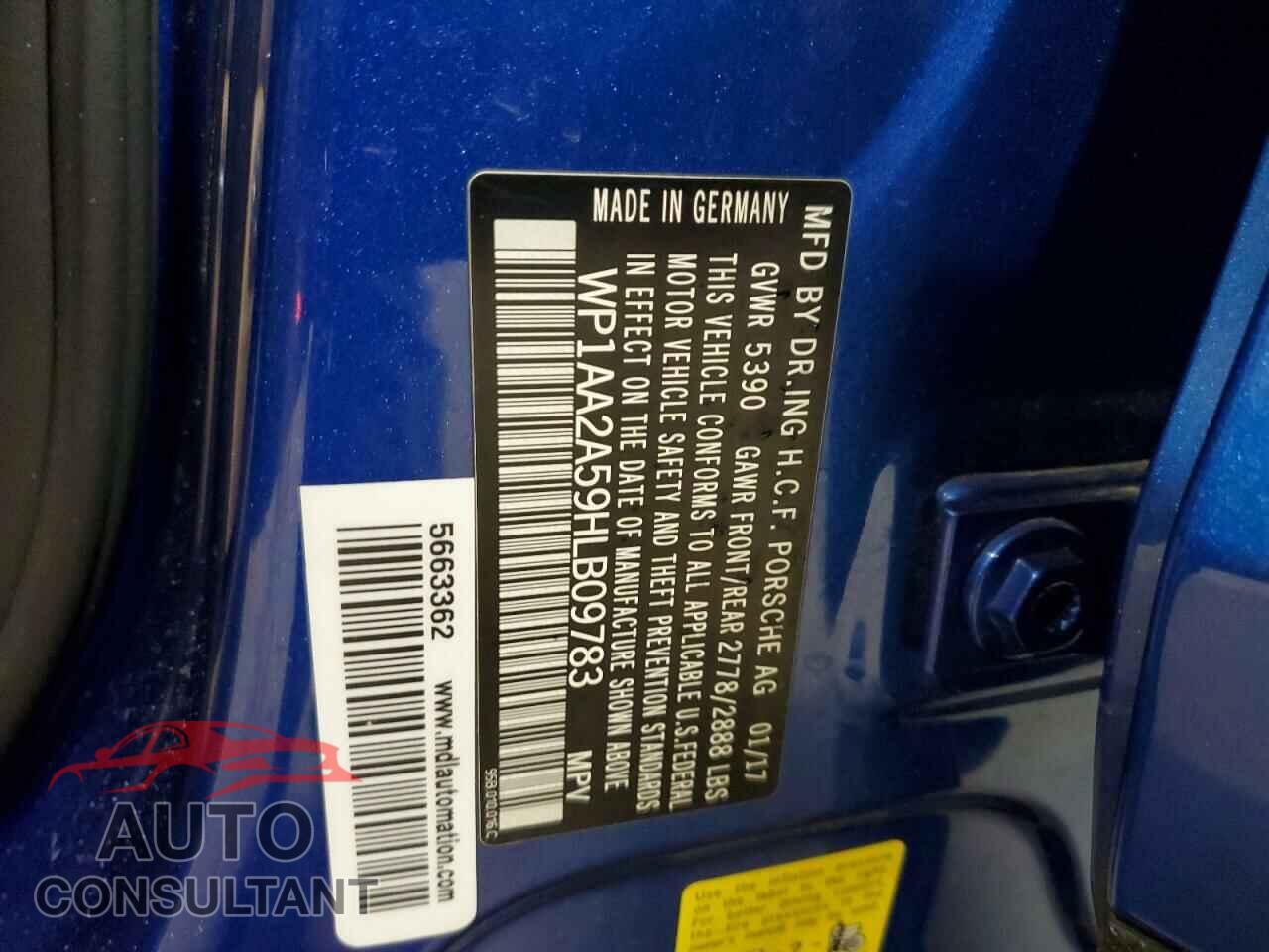 PORSCHE MACAN 2017 - WP1AA2A59HLB09783