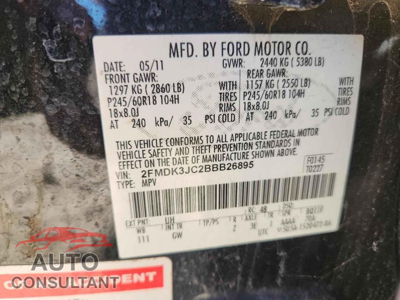 FORD EDGE 2011 - 2FMDK3JC2BBB26895