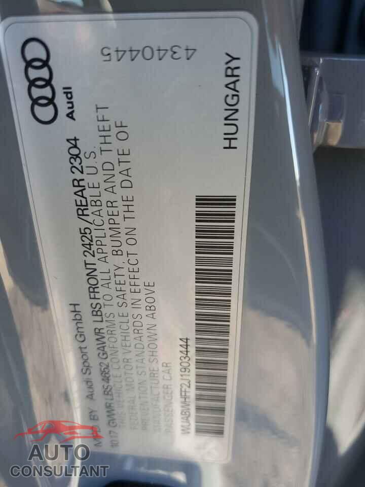 AUDI RS3 2018 - WUABWHFF2J1903444