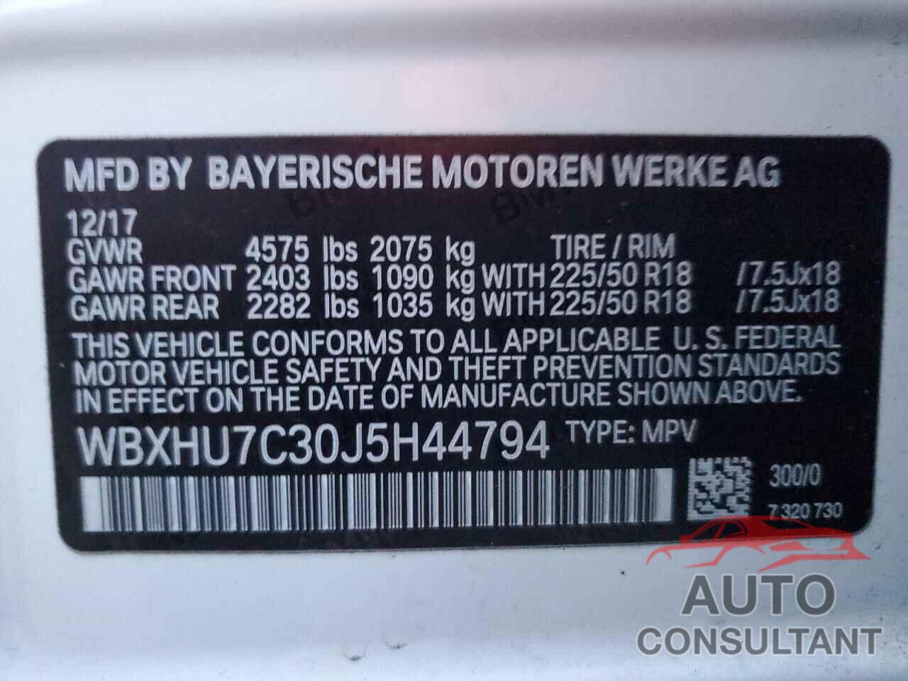 BMW X1 2018 - WBXHU7C30J5H44794