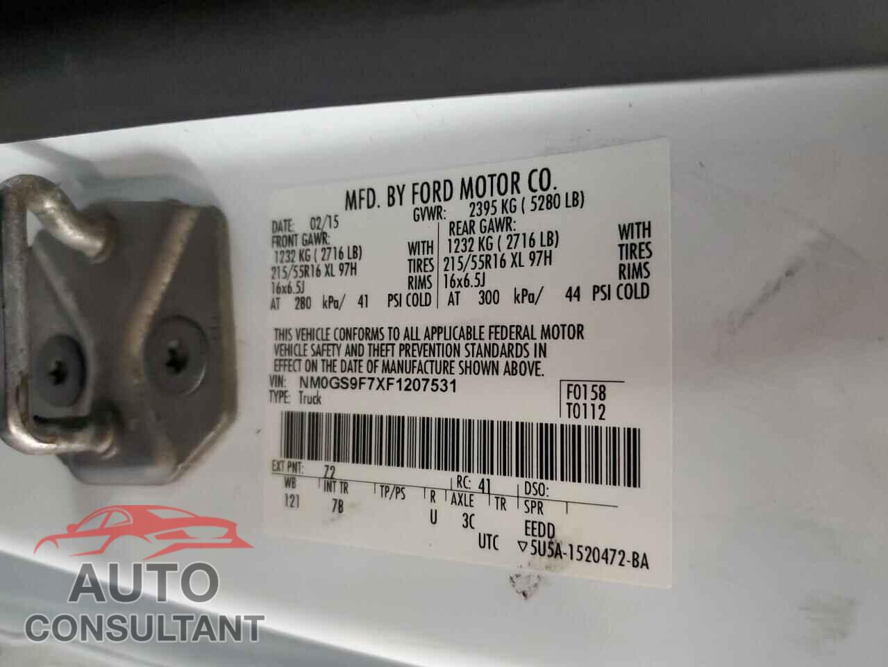 FORD TRANSIT 2015 - NM0GS9F7XF1207531