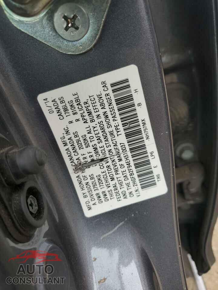 HONDA CIVIC 2014 - 2HGFB2F94EH510037
