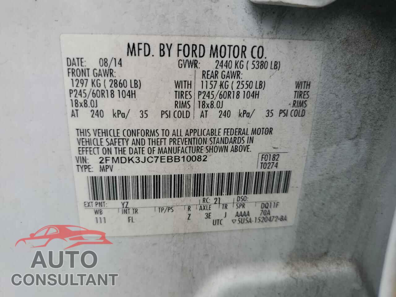 FORD EDGE 2014 - 2FMDK3JC7EBB10082