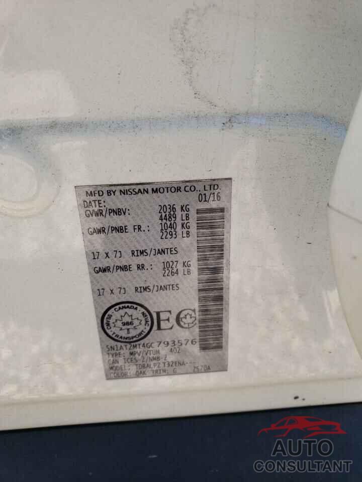 NISSAN ROGUE 2016 - 5N1AT2MT4GC793576