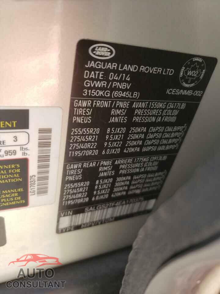 LAND ROVER RANGEROVER 2014 - SALGS2TF4EA170375