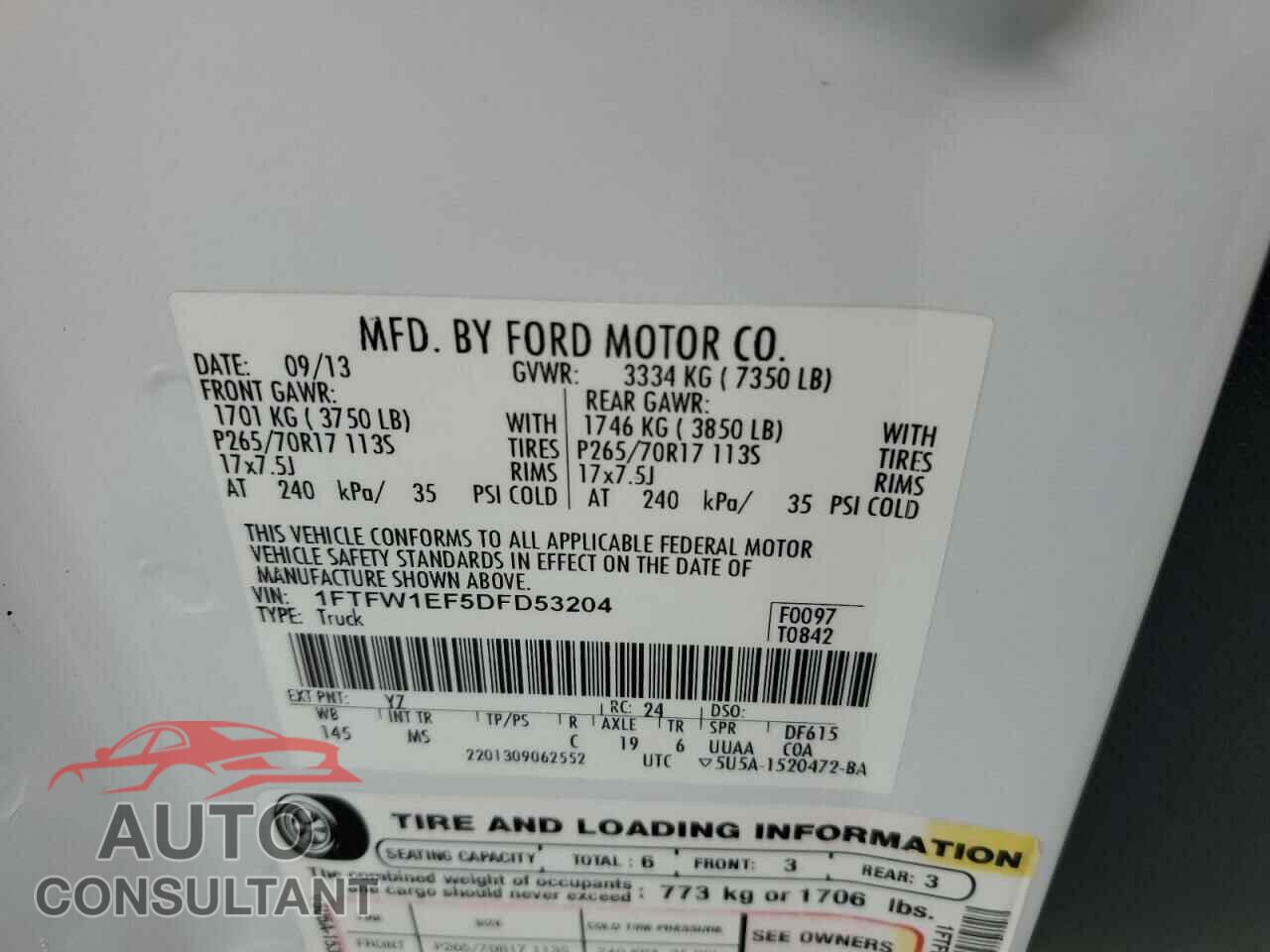 FORD F-150 2013 - 1FTFW1EF5DFD53204