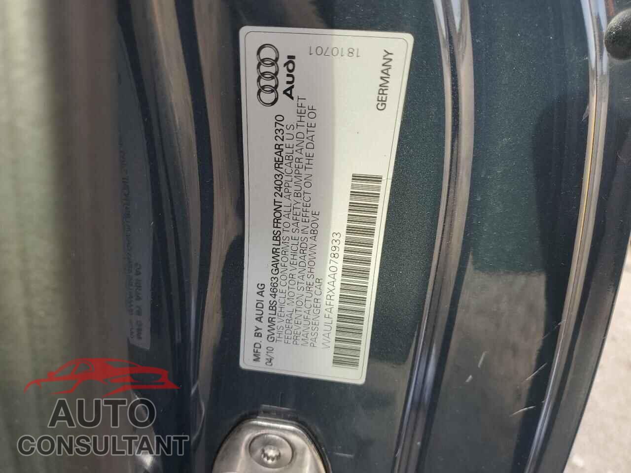 AUDI A5 2010 - WAULFAFRXAA078933