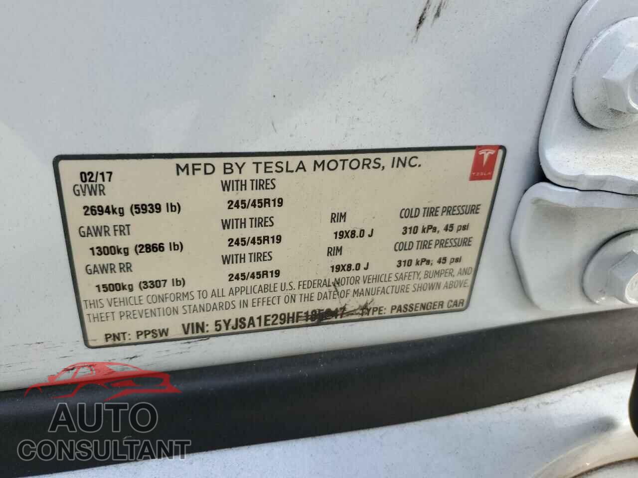 TESLA MODEL S 2017 - 5YJSA1E29HF185247
