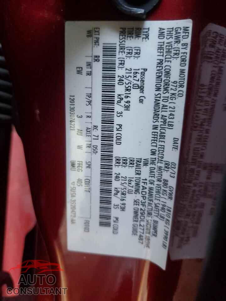 FORD FOCUS 2013 - 1FADP3F29DL277487