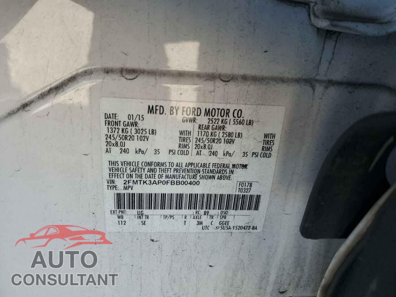FORD EDGE 2015 - 2FMTK3AP0FBB00400
