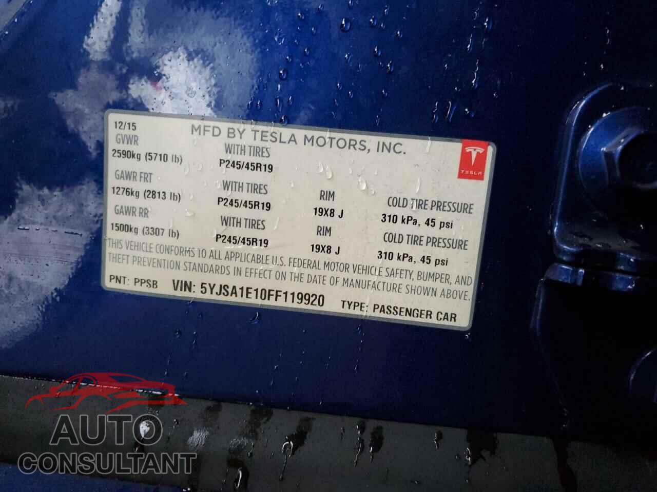 TESLA MODEL S 2015 - 5YJSA1E10FF119920