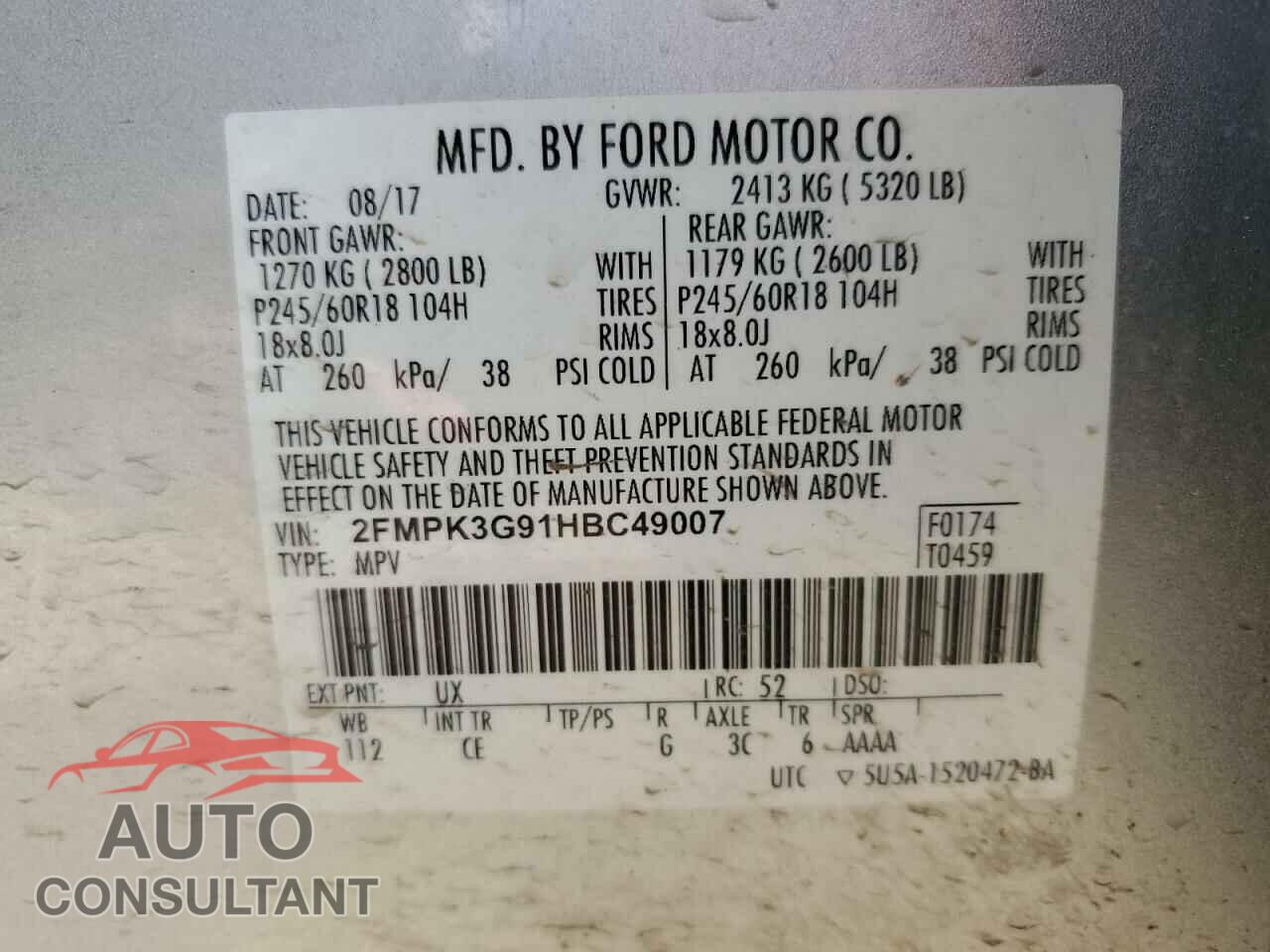 FORD EDGE 2017 - 2FMPK3G91HBC49007