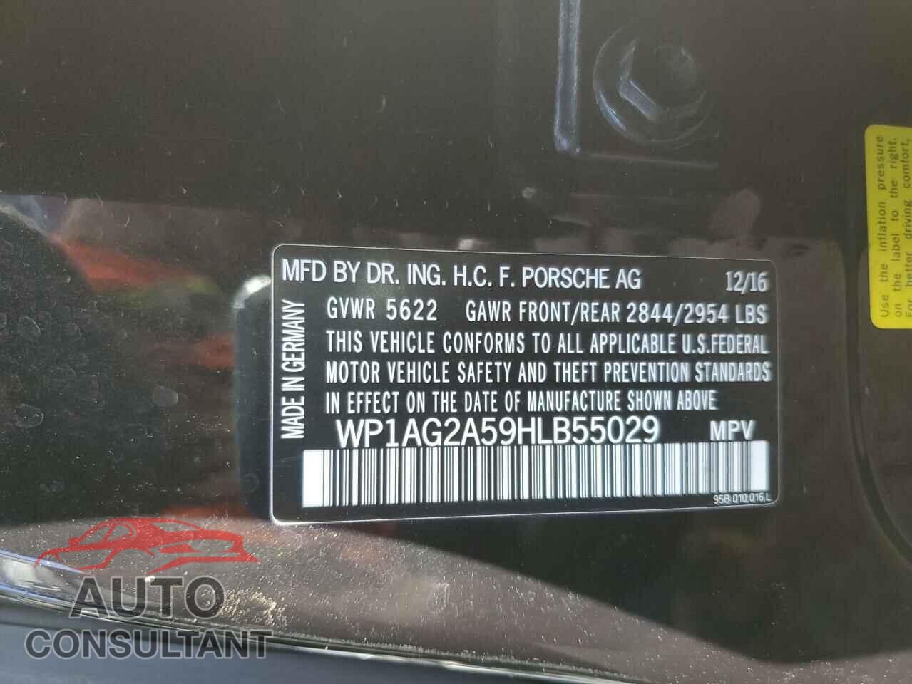 PORSCHE MACAN 2017 - WP1AG2A59HLB55029