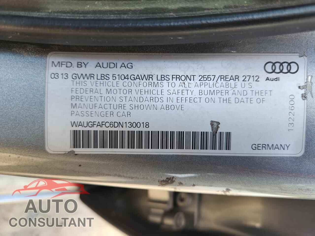 AUDI A6 2013 - WAUGFAFC6DN130018