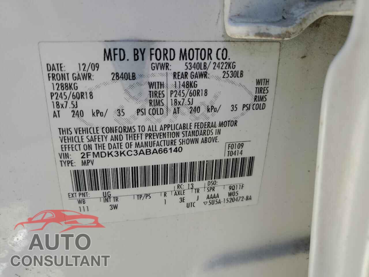 FORD EDGE 2010 - 2FMDK3KC3ABA66140