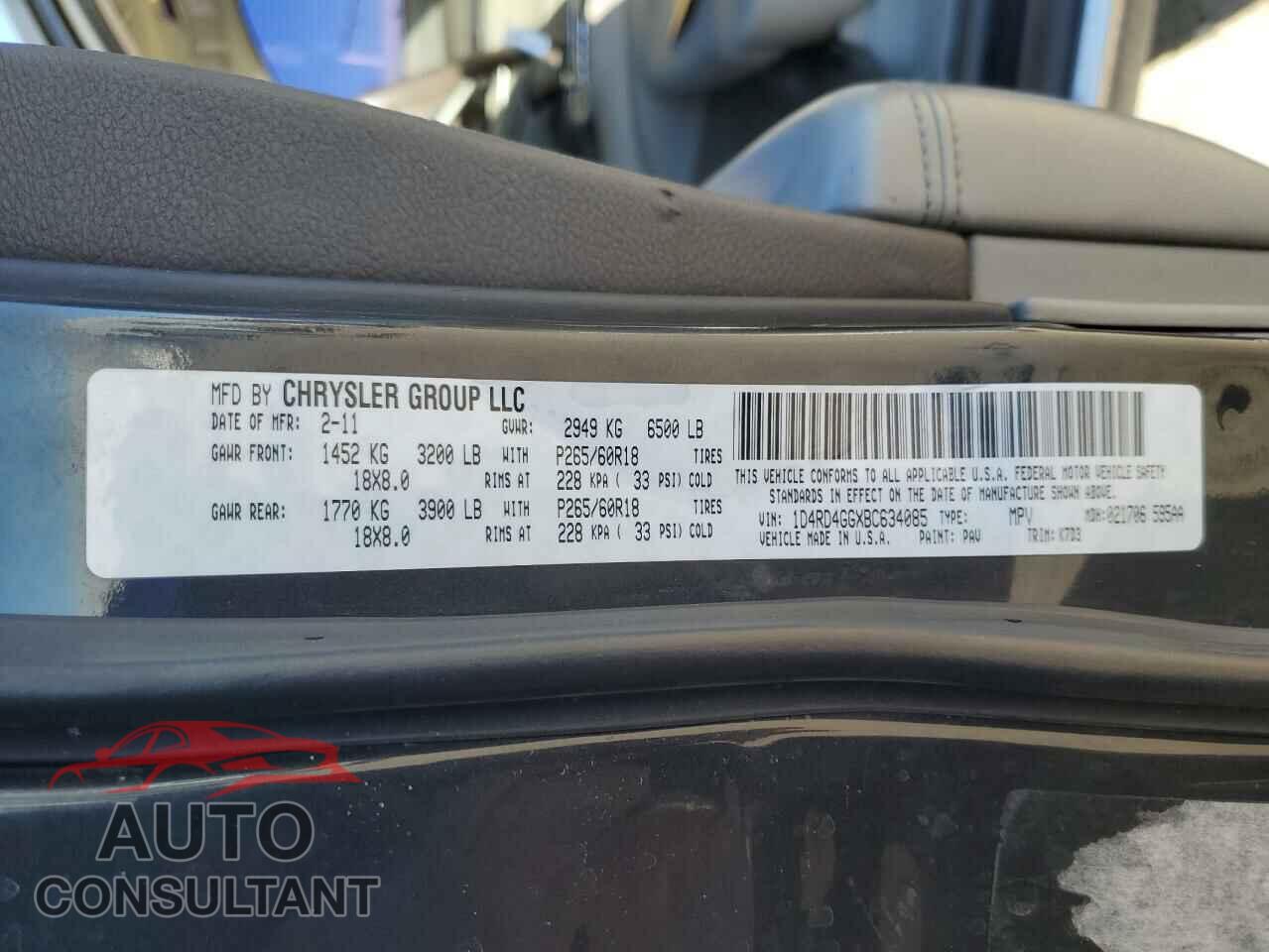 DODGE DURANGO 2011 - 1D4RD4GGXBC634085