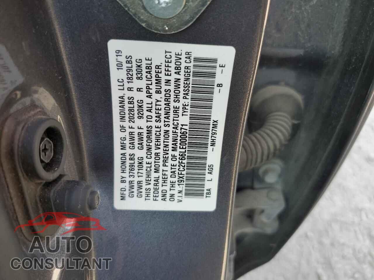 HONDA CIVIC 2020 - 19XFC2F66LE000671