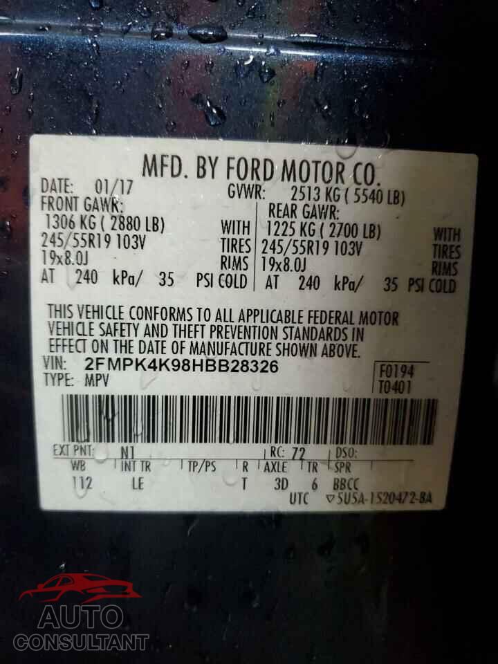 FORD EDGE 2017 - 2FMPK4K98HBB28326