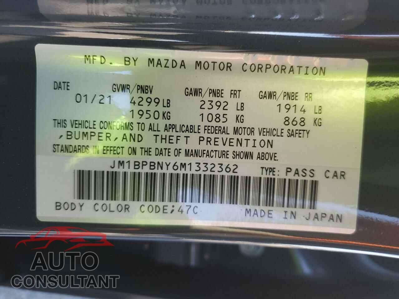 MAZDA 3 2021 - JM1BPBNY6M1332362