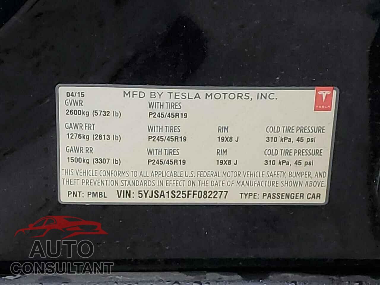 TESLA MODEL S 2015 - 5YJSA1S25FF082277