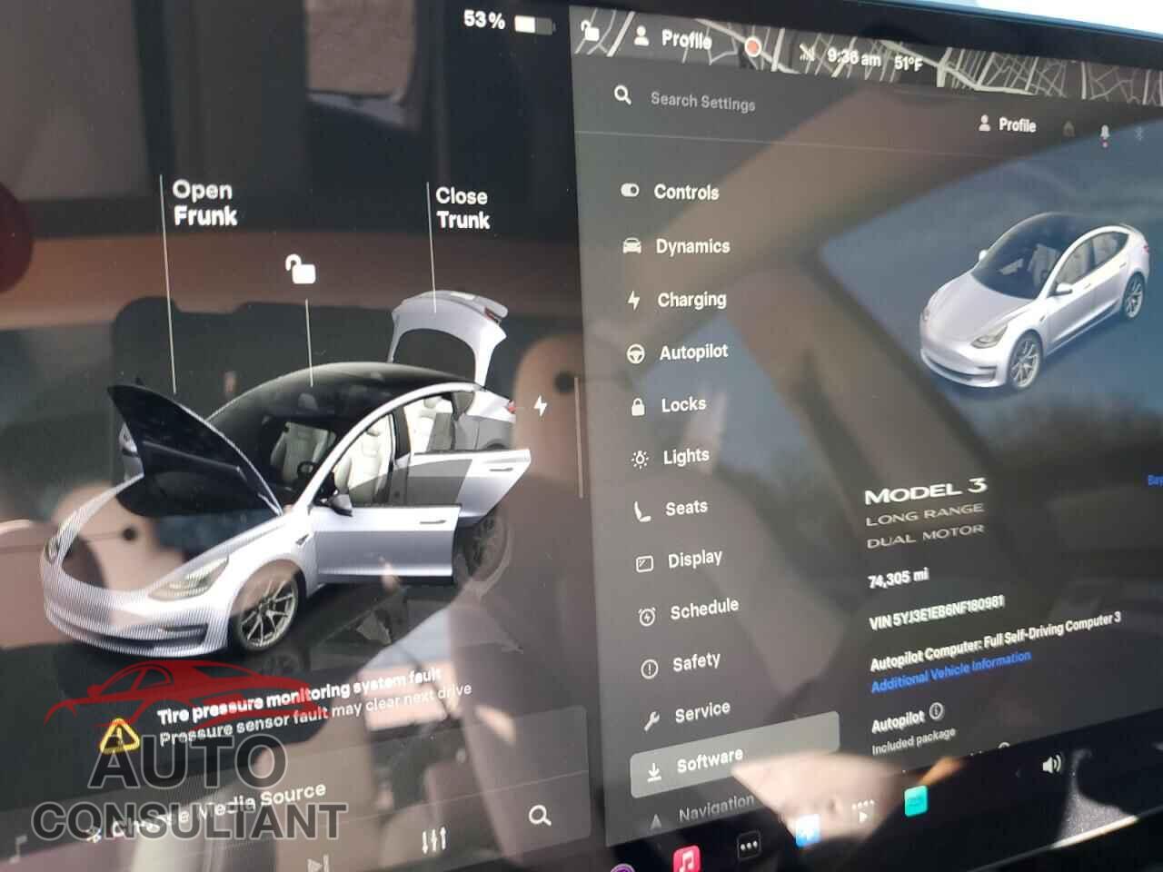 TESLA MODEL 3 2022 - 5YJ3E1EB6NF180981