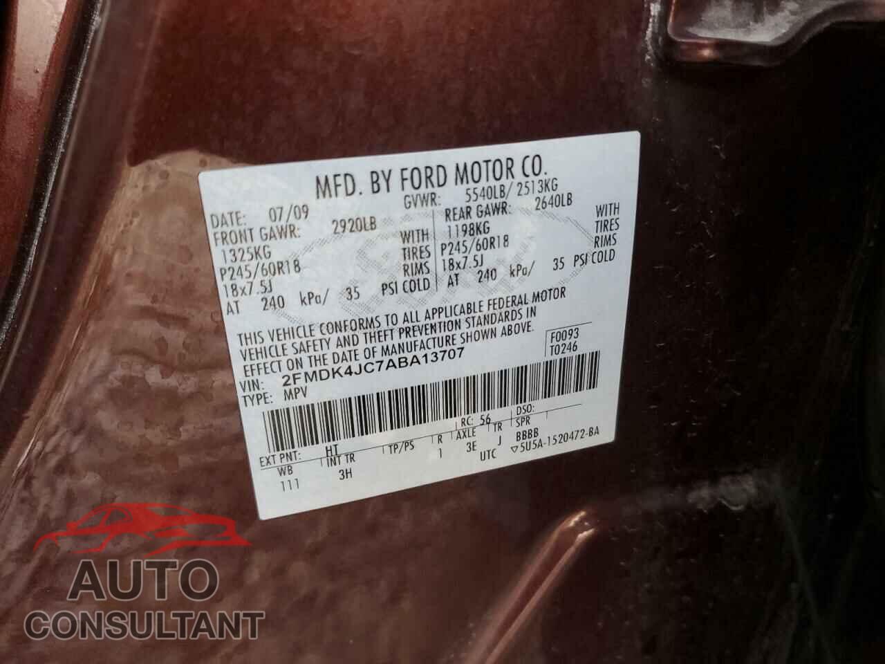 FORD EDGE 2010 - 2FMDK4JC7ABA13707