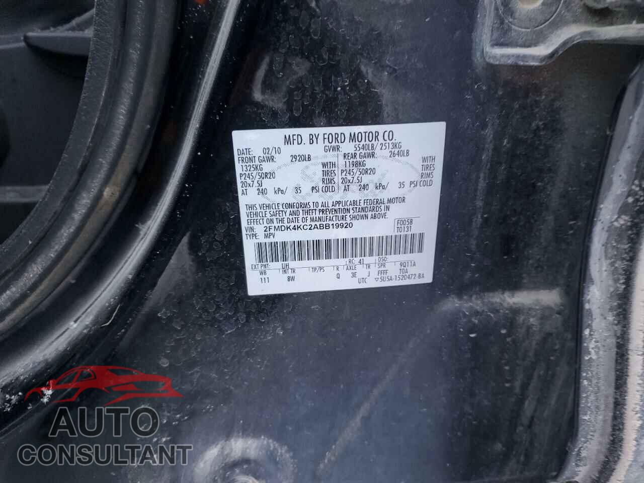 FORD EDGE 2010 - 2FMDK4KC2ABB19920