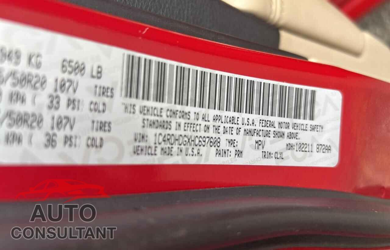 DODGE DURANGO 2017 - 1C4RDHDGXHC697608