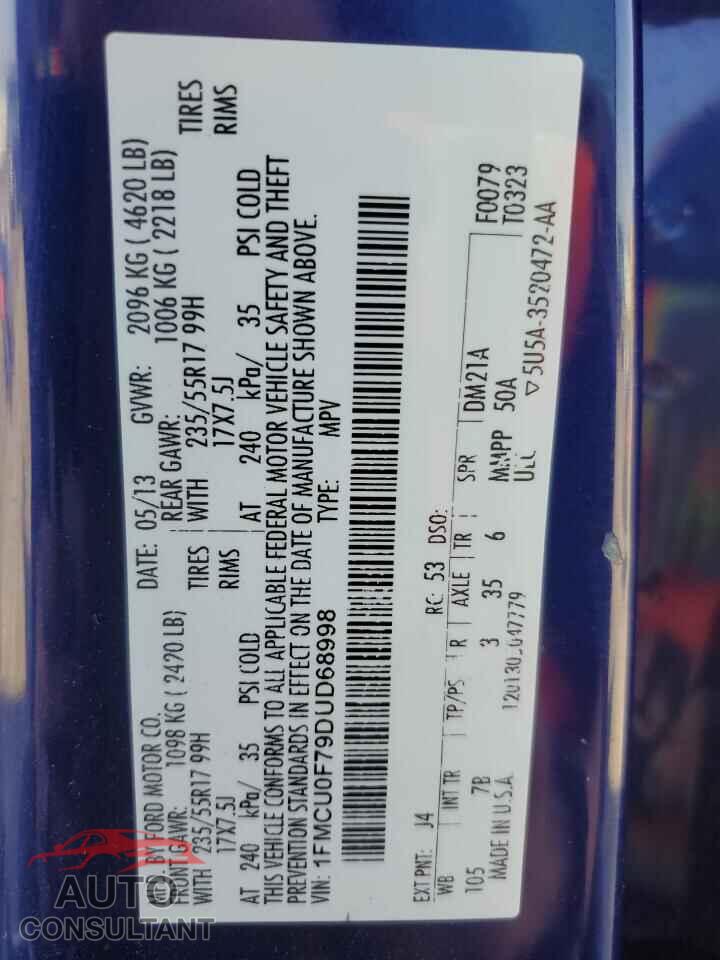 FORD ESCAPE 2013 - 1FMCU0F79DUD68998