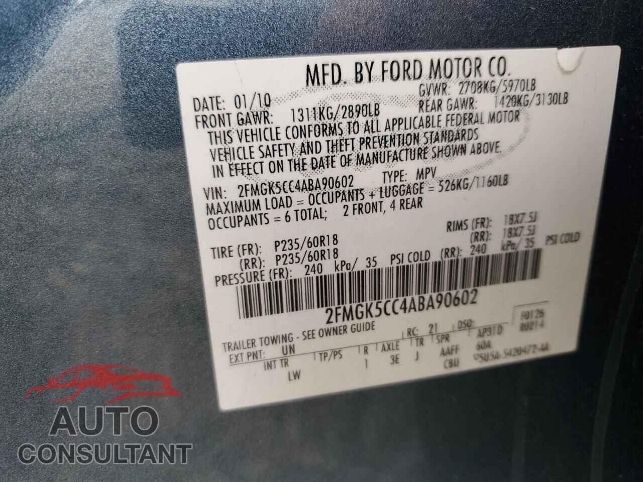 FORD FLEX 2010 - 2FMGK5CC4ABA90602