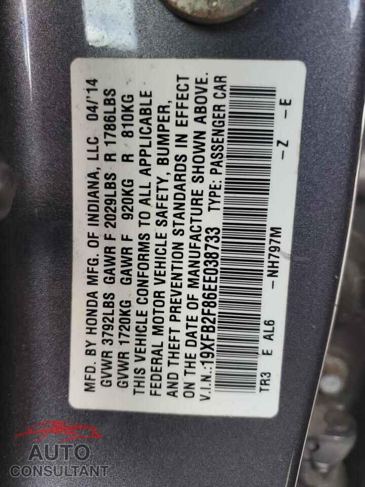HONDA CIVIC 2014 - 19XFB2F86EE038733