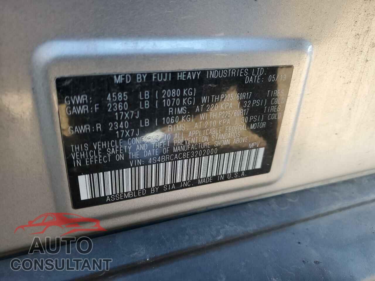 SUBARU OUTBACK 2014 - 4S4BRCAC8E3202000