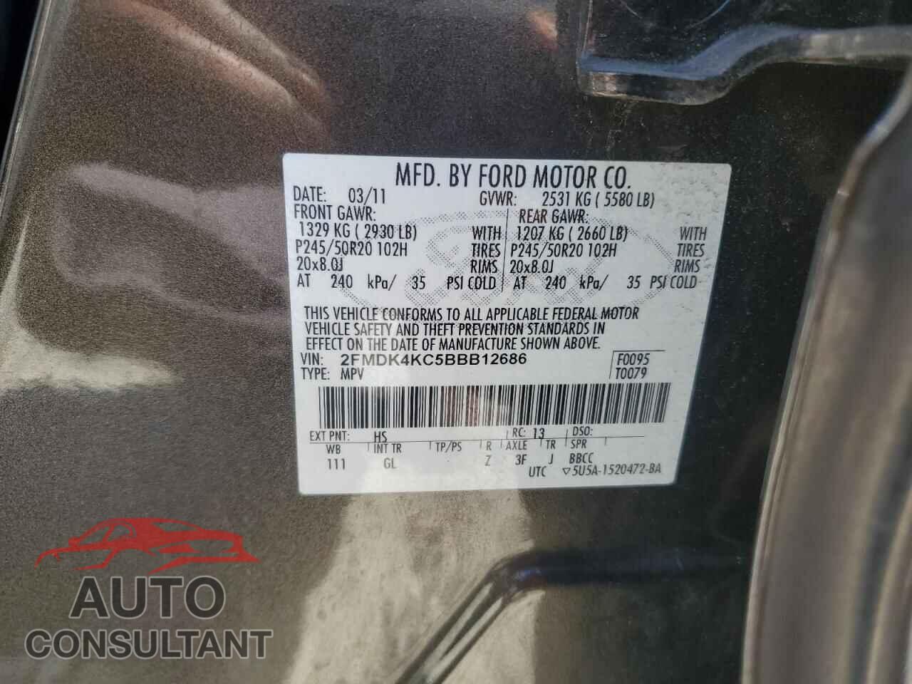 FORD EDGE 2011 - 2FMDK4KC5BBB12686