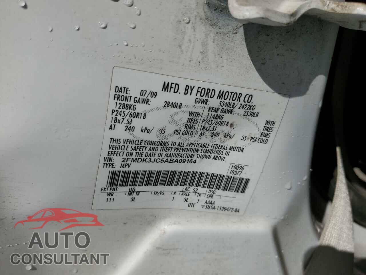FORD EDGE 2010 - 2FMDK3JC5ABA09164