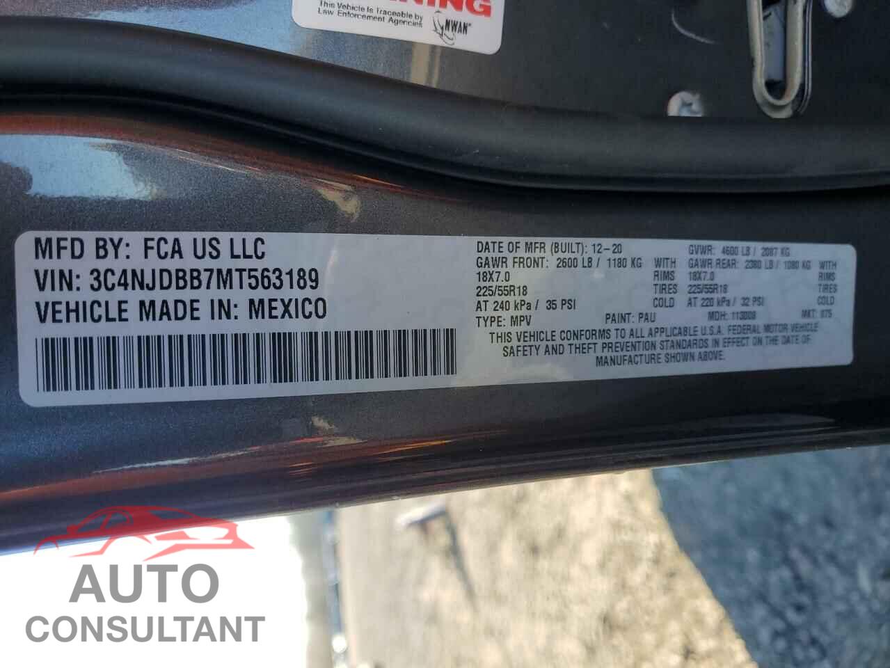 JEEP COMPASS 2021 - 3C4NJDBB7MT563189