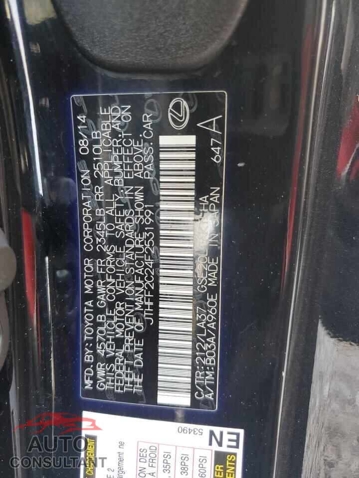 LEXUS IS 2015 - JTHFF2C24F2531991
