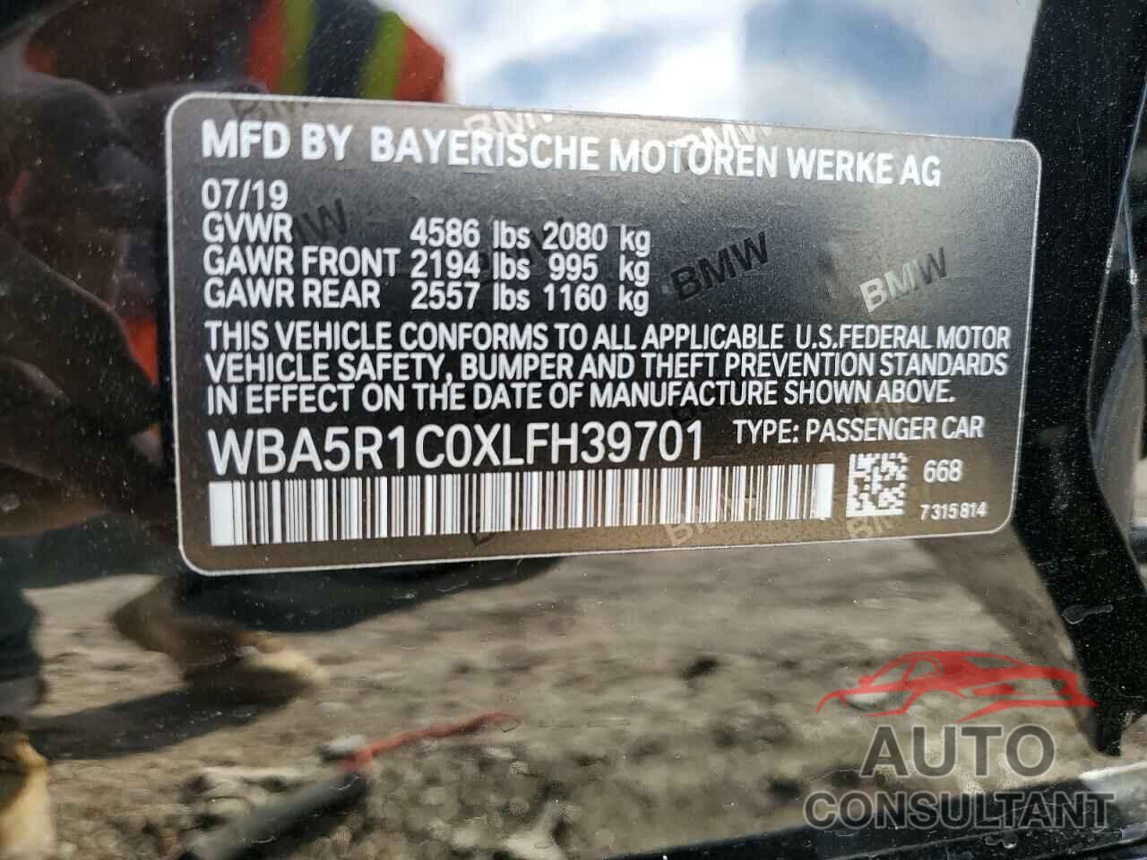 BMW 3 SERIES 2020 - WBA5R1C0XLFH39701
