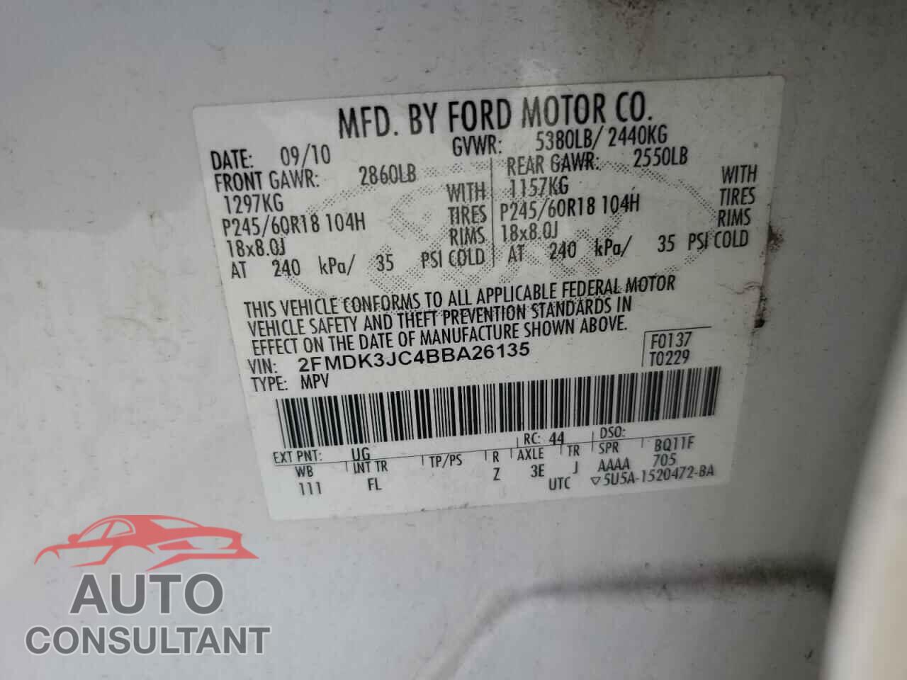 FORD EDGE 2011 - 2FMDK3JC4BBA26135