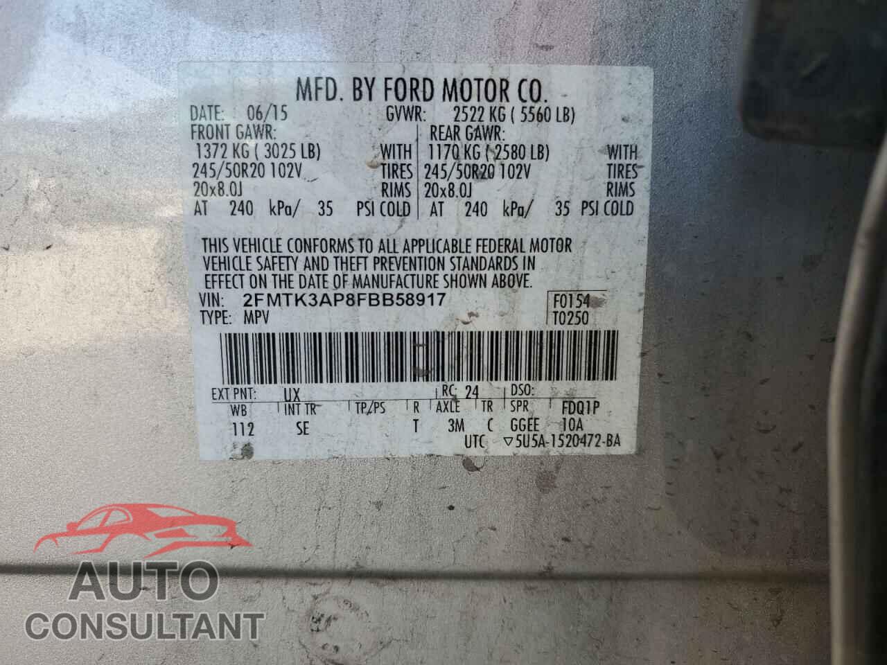 FORD EDGE 2015 - 2FMTK3AP8FBB58917