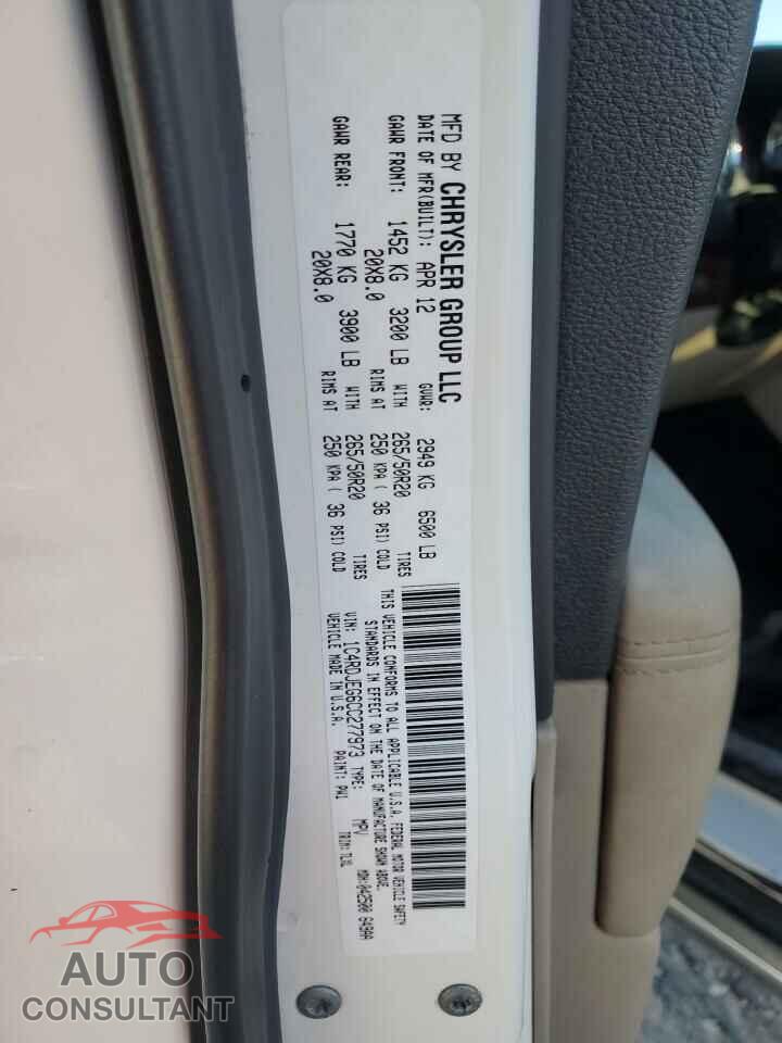 DODGE DURANGO 2012 - 1C4RDJEG6CC277973
