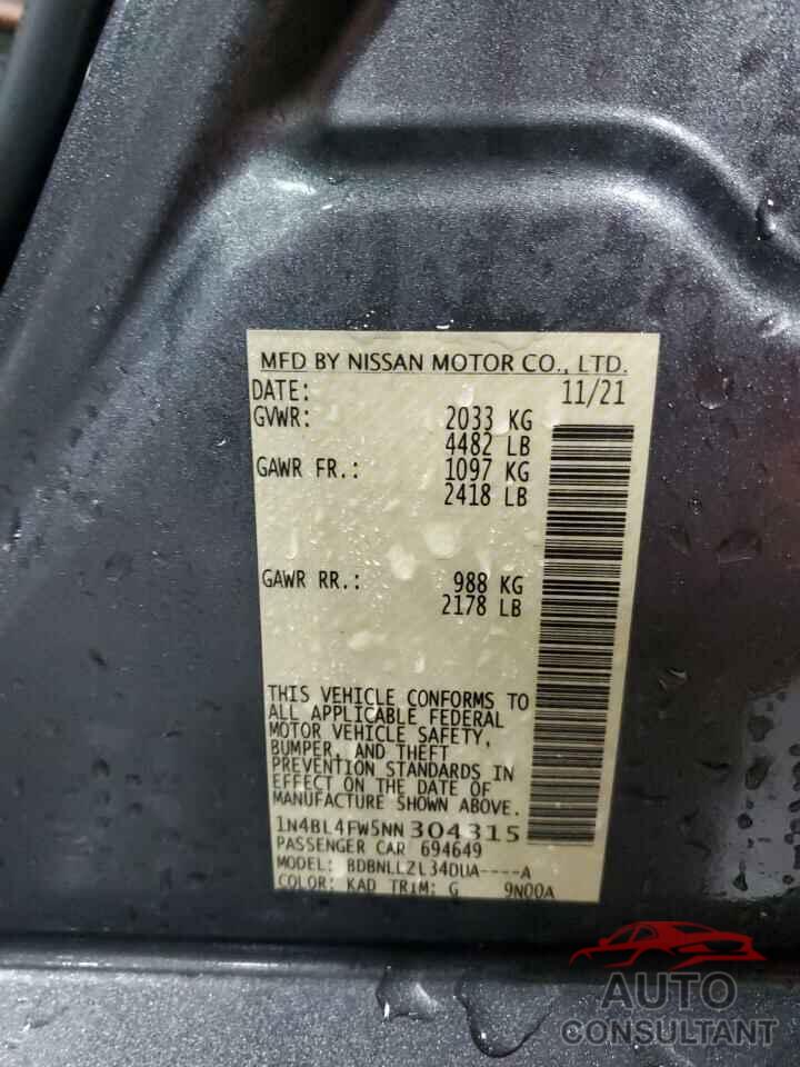 NISSAN ALTIMA 2022 - 1N4BL4FW5NN304315