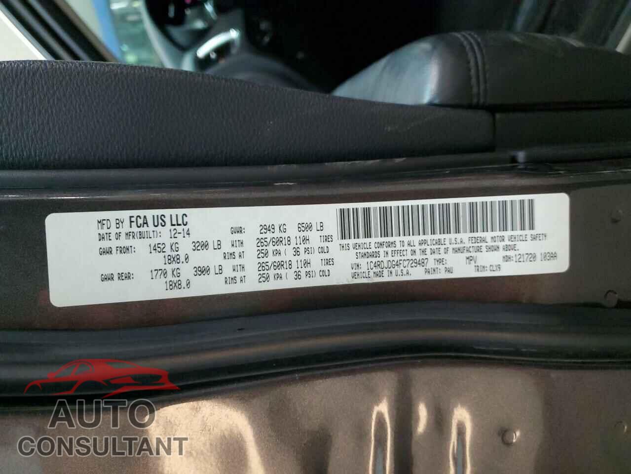 DODGE DURANGO 2015 - 1C4RDJDG4FC729487