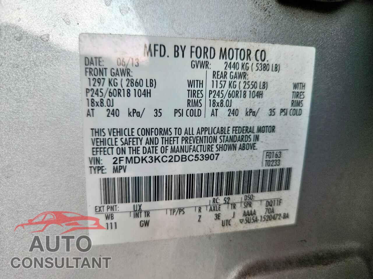 FORD EDGE 2013 - 2FMDK3KC2DBC53907