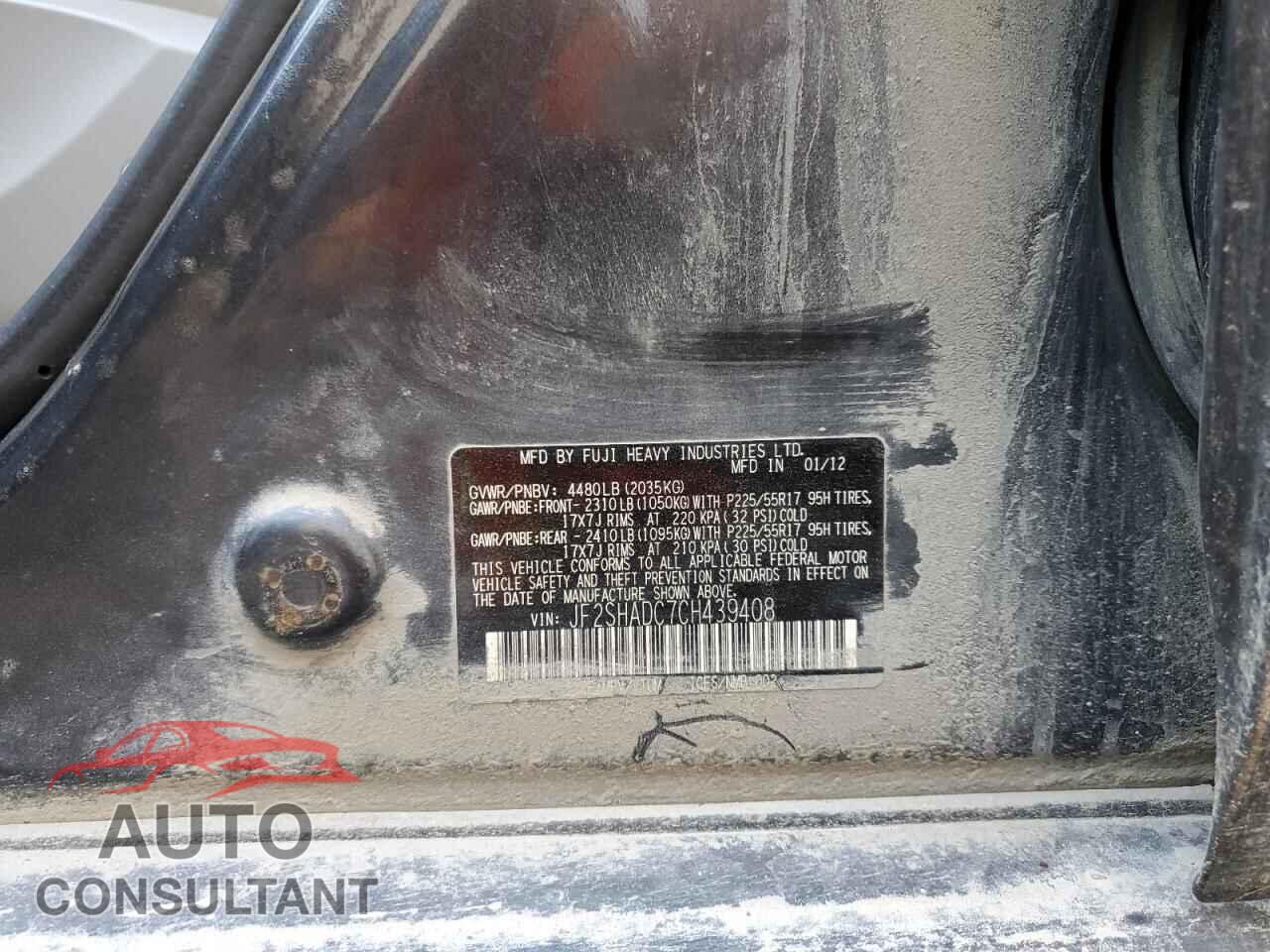 SUBARU FORESTER 2012 - JF2SHADC7CH439408