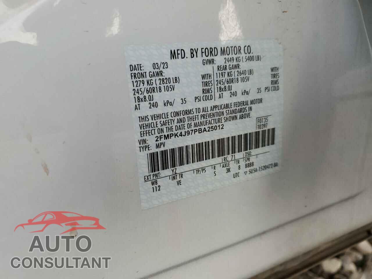 FORD EDGE 2023 - 2FMPK4J97PBA25012