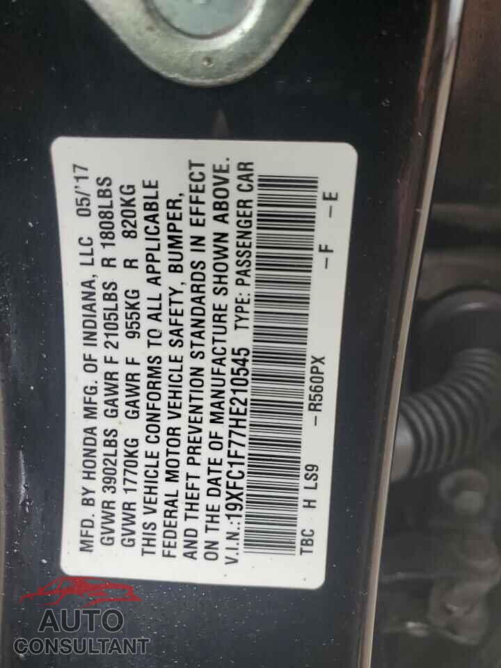 HONDA CIVIC 2017 - 19XFC1F77HE210545