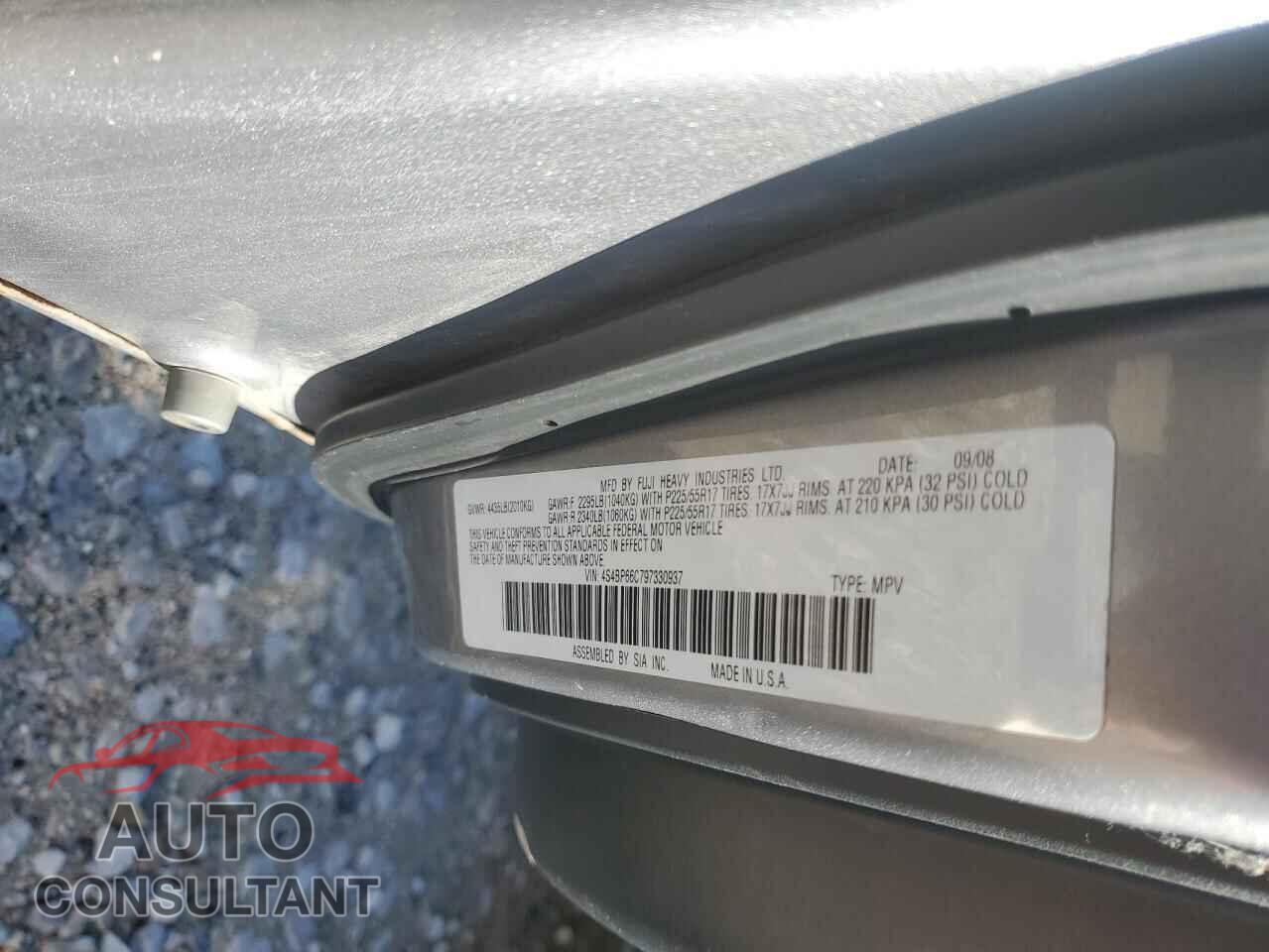 SUBARU OUTBACK 2009 - 4S4BP66C797330937