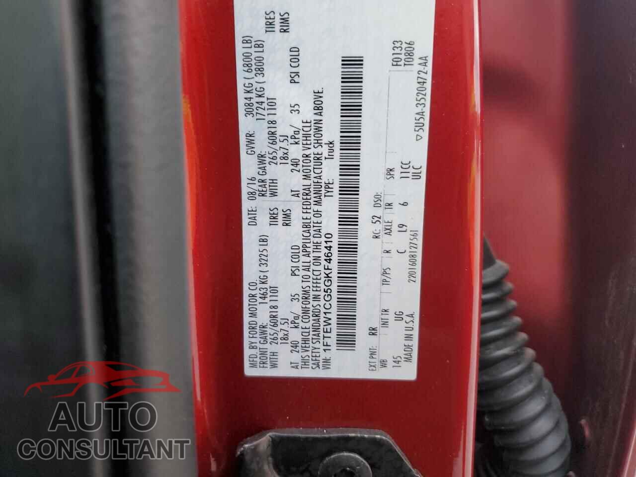 FORD F-150 2016 - 1FTEW1CG5GKF46410